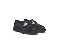 HUGO Mocassins en cuir à finition Penny avec vamp en poils de veau - Style Angey_Mocc_altph, 50573778 Noir 40