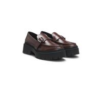 HUGO Mocassins en cuir avec bride à boucle - Style Kris_NewLoafer_BROM, 50548196 Marron foncé 40