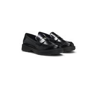 HUGO Mocassins en cuir avec finition Penny et logo empilé - Style Angey_Mocc_aclt, 50573780 Noir 38