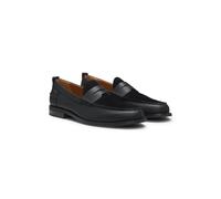 HUGO Mocassins en cuir grainé à vamp en cuir suédé - Style Varian_loaf_tbsd, 50568878 Noir 42