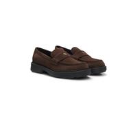 HUGO Mocassins Penny en cuir suédé à semelle en gomme large - Style Angey_Mocc_sd, 50573776 Marron foncé 39