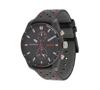 HUGO Montre Analogique Multifunction à Quartz pour Homme Collection #Fast avec Bracelet en Cuir Noir - 1530370