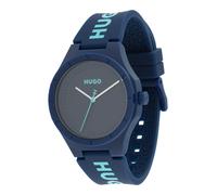 HUGO Montre à affichage analogique '#LIT FOR HIM' bleu clair / bleu foncé, Taille One Size