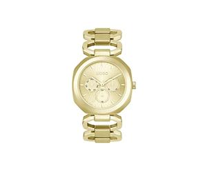 HUGO Montre Analogique Multifunction à Quartz pour Femme Collection #Intense avec Bracelets en Acier Inoxydable Yellow Gold