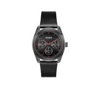 HUGO Montre Analogique Multifunction à Quartz pour Homme Collection #Bright Sport avec Bracelet en Cuir Noir - 1530423