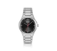 HUGO Montre avec cadran noir éclairé et bracelet à maillons - Style #LIT, 58733298 Couleur argentée pcs.