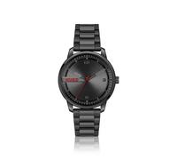 HUGO Montre en acier noir à cadran brossé circulaire - Style #STAMP, HB1530365 Noir pcs.