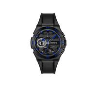 HUGO Montre en acier plaqué noir avec bracelet en cuir - Style #WILD, 58129521 Noir pcs.