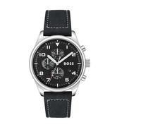 Hugo - Montre habillée de luxe en cuir - Homme - Accessoires - Noir - Taille: ONE Size