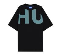 HUGO T-shirt Loose en jersey de coton avec logo couvrant le devant et le dos - Style Nalftee, 50552485 Noir XS