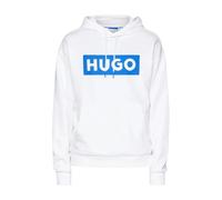 HUGO Sweat à capuche Nalves – bleu/blanc – logo imprimé – Taille S