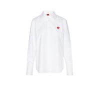 HUGO Chemisier Relaxed en coton Oxford avec logo cœur - Style Erselia, 50556398 Blanc 42