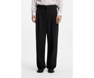 HUGO Pantalon business en laine vierge mélangée avec taille ajustable - Style Fedix263X, 50565572 Noir 46