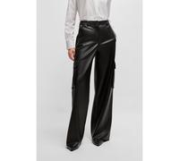 HUGO Pantalon cargo Loose en similicuir - Style Haleva-1, 50534209 Noir 42