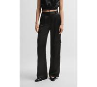 HUGO Pantalon cargo Relaxed en satin - Style Hanira-1, 50530080 Noir 38