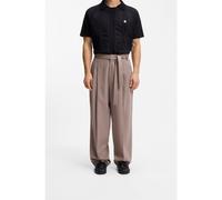 HUGO Pantalon Fashion avec plis sur le devant et détail de ceinture - Style Fedix244F1X, 50559114 Brun chiné 52