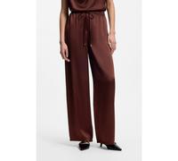 HUGO Pantalon Relaxed Fit en satin avec cordon de serrage à la taille - Style Hasanna-1, 50570935 Marron 36