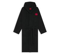 HUGO Peignoir en molleton de coton à capuche avec étiquette logo - Style Terry Gown Hooded, 50503029 Noir M