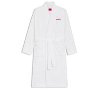 HUGO Peignoir en molleton de coton avec logo rouge brodé - Style Terry Gown, 50503028 Blanc M