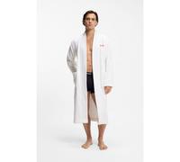 HUGO Peignoir en molleton de coton avec logo rouge brodé - Style Terry Gown, 50503028 Blanc S