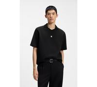 HUGO Polo à col Johnny en coton mélangé structuré - Style Dabino, 50563041 Noir M