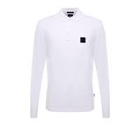 Hugo - Polo à manches longues en coton avec logo poitrine - Homme - Tops - Blanc - Taille: 2XL
