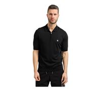 Hugo - Polo en maille à col zippé avec détails jacquard - Homme - Tops - Noir - Taille: S