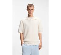 HUGO Polo en maille à structure gaufrée et col Johnny - Style Spero, 50557344 Naturel M