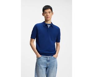 HUGO Polo en maille avec patte de boutonnage recouverte - Style San Peter-CV, 50536672 Bleu L