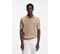 HUGO Polo en maille jacquard de coton et de lin à col Johnny - Style Seemant, 50564219 Beige L
