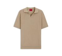 HUGO Polo en maille jacquard de coton et de lin à col Johnny - Style Seemant, 50564219 Beige S