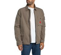 HUGO Surchemise zippée en toile de coton mélangé avec étiquette logo - Style Emmond, 50482701 Gris M