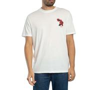 HUGO T-shirt en jersey de coton avec graphique de roses et inspiration biker - Style Dikerd, 50564024 Naturel XL