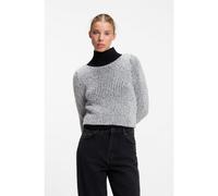 HUGO Pull à col bateau à côtes texturées bicolores - Style Sibilla_B, 50569599 Gris M
