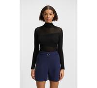 HUGO Pull à col montant avec finitions transparentes et unies - Style Siclamino, 50542650 Noir XS