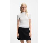 HUGO Pull à col montant et côtes irrégulières - Style Sarphapilk, 50542598 Blanc S