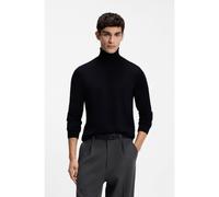 HUGO Pull à col roulé en laine mérinos avec logo brodé - Style San Thomas-M, 50474174 Bleu foncé S