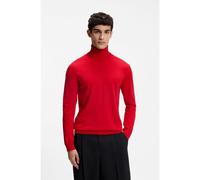 HUGO Pull à col roulé en laine mérinos avec logo brodé - Style San Thomas-M, 50474174 Rouge L
