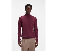 HUGO Pull à col roulé en laine mérinos avec logo brodé - Style San Thomas-M, 50474174 Rouge sombre XL