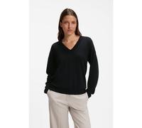 HUGO Pull à col V en laine mélangée au cachemire - Style Sessarina, 50570065 Noir M