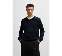HUGO Pull à col V en laine vierge - Style San Vredo-M, 50474172 Bleu foncé XL