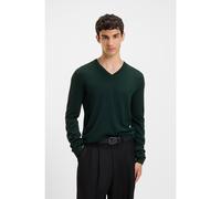 HUGO Pull à col V en laine vierge - Style San Vredo-M, 50474172 Vert sombre XXL