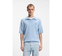 HUGO Pull à manches courtes coupe oversize en tissu éponge coton mélangé - Style Sorinou, 50557340 bleu clair L