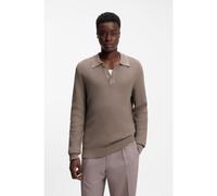 HUGO Pull coupe décontractée en coton structuré avec col polo - Style Saffowl, 50557352 Marron S