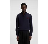 HUGO Pull en coton à encolure zippée et étiquette logotée rouge - Style San Quintus-C, 50474164 Bleu foncé XL