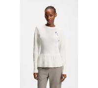 HUGO Pull en coton avec broche à fleurs amovible - Style Sabanna, 50554066 Naturel XL