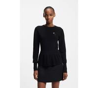 HUGO Pull en coton avec broche à fleurs amovible - Style Sabanna, 50554066 Noir M