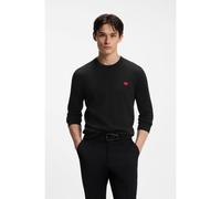 HUGO Pull en coton avec étiquette logo rouge - Style San Cassius-C1, 50475083 Noir M
