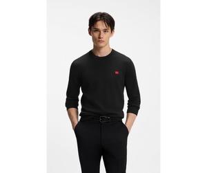 HUGO Pull en coton avec étiquette logo rouge - Style San Cassius-C1, 50475083 Noir M