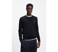 HUGO Pull en coton avec étiquette logotée rouge - Style San Cassius-C1, 50475083 Bleu foncé M